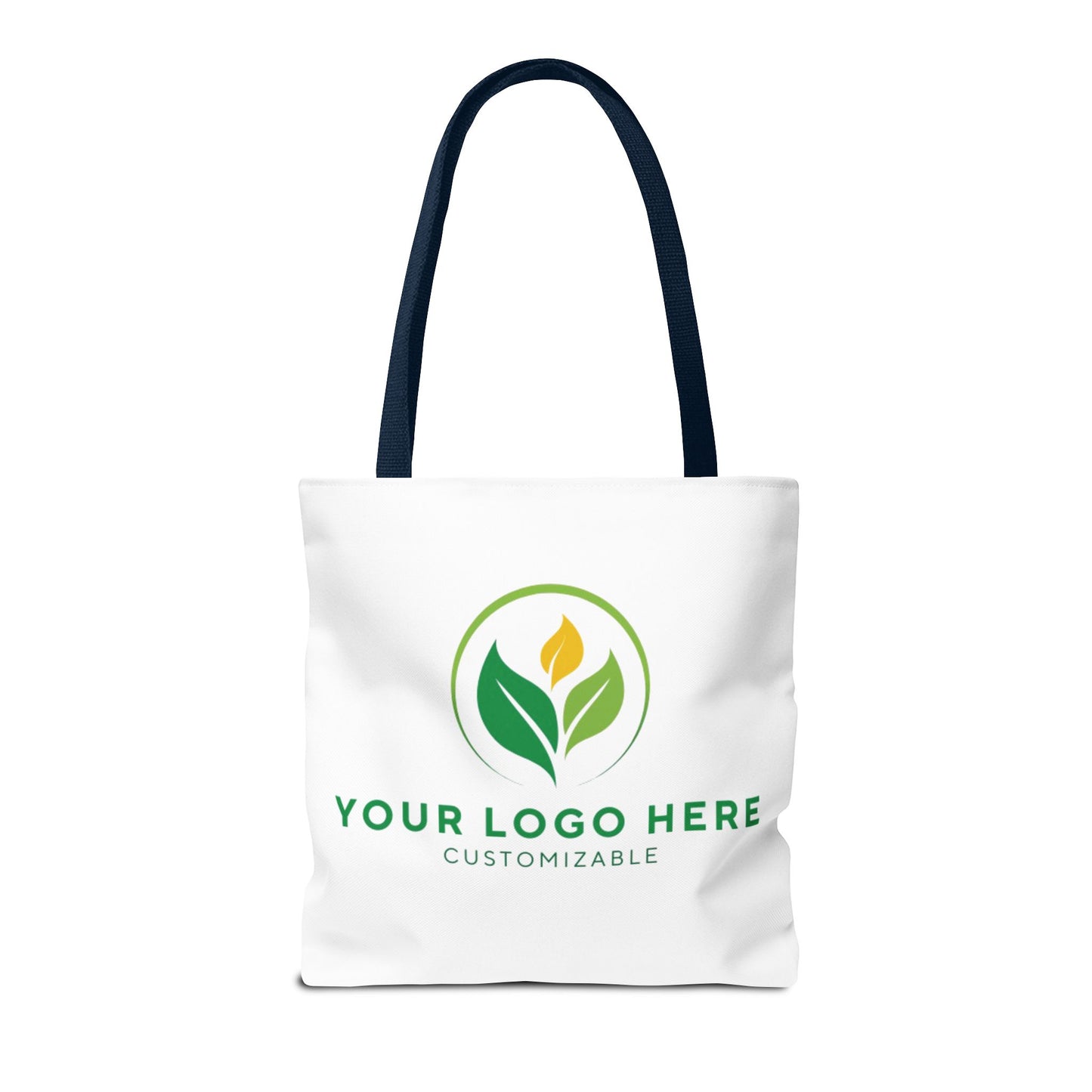 White tote bag with customizable logo area on a white background