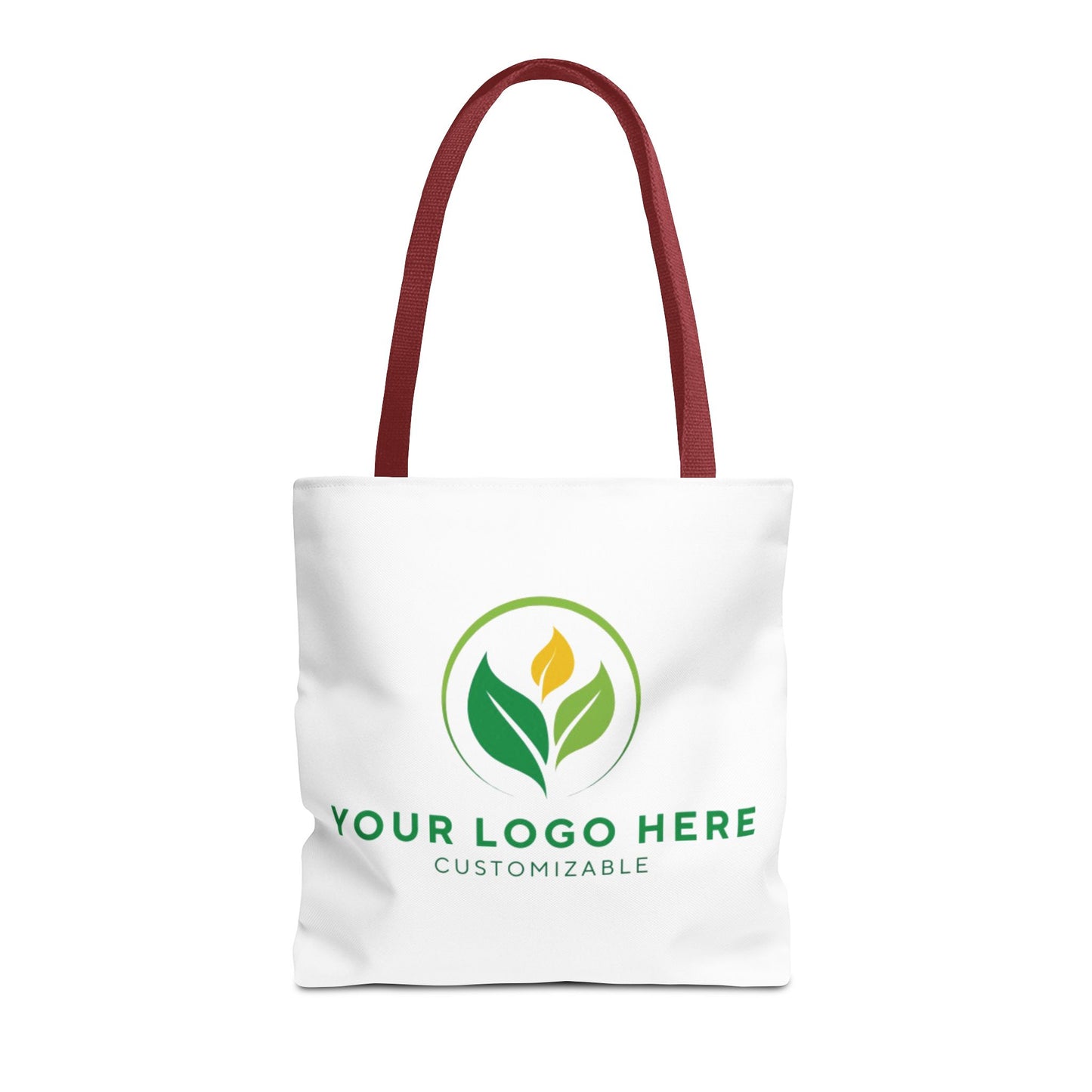 White tote bag with customizable logo area on a white background
