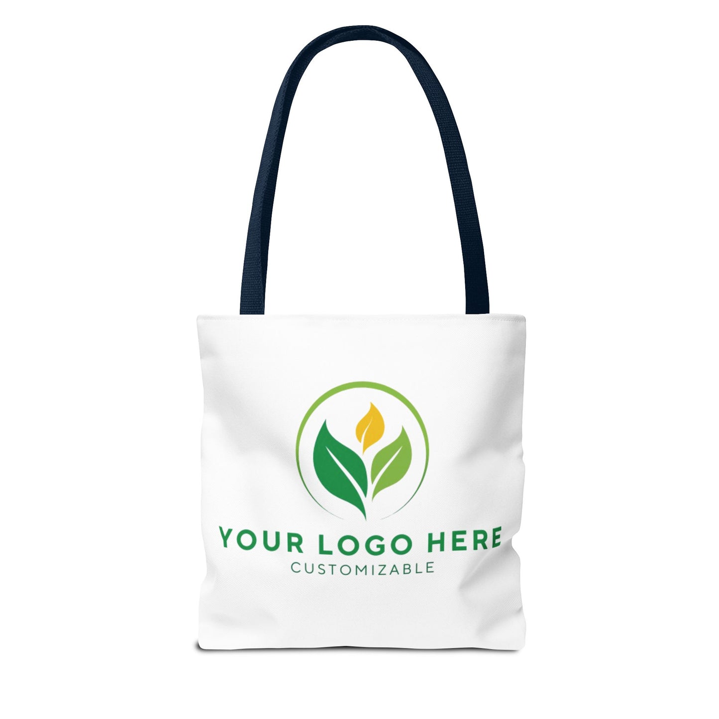 White tote bag with customizable logo area on a white background