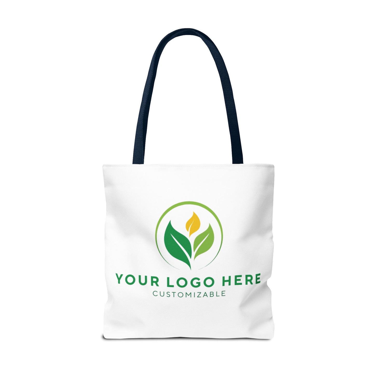 White tote bag with customizable logo area on a white background