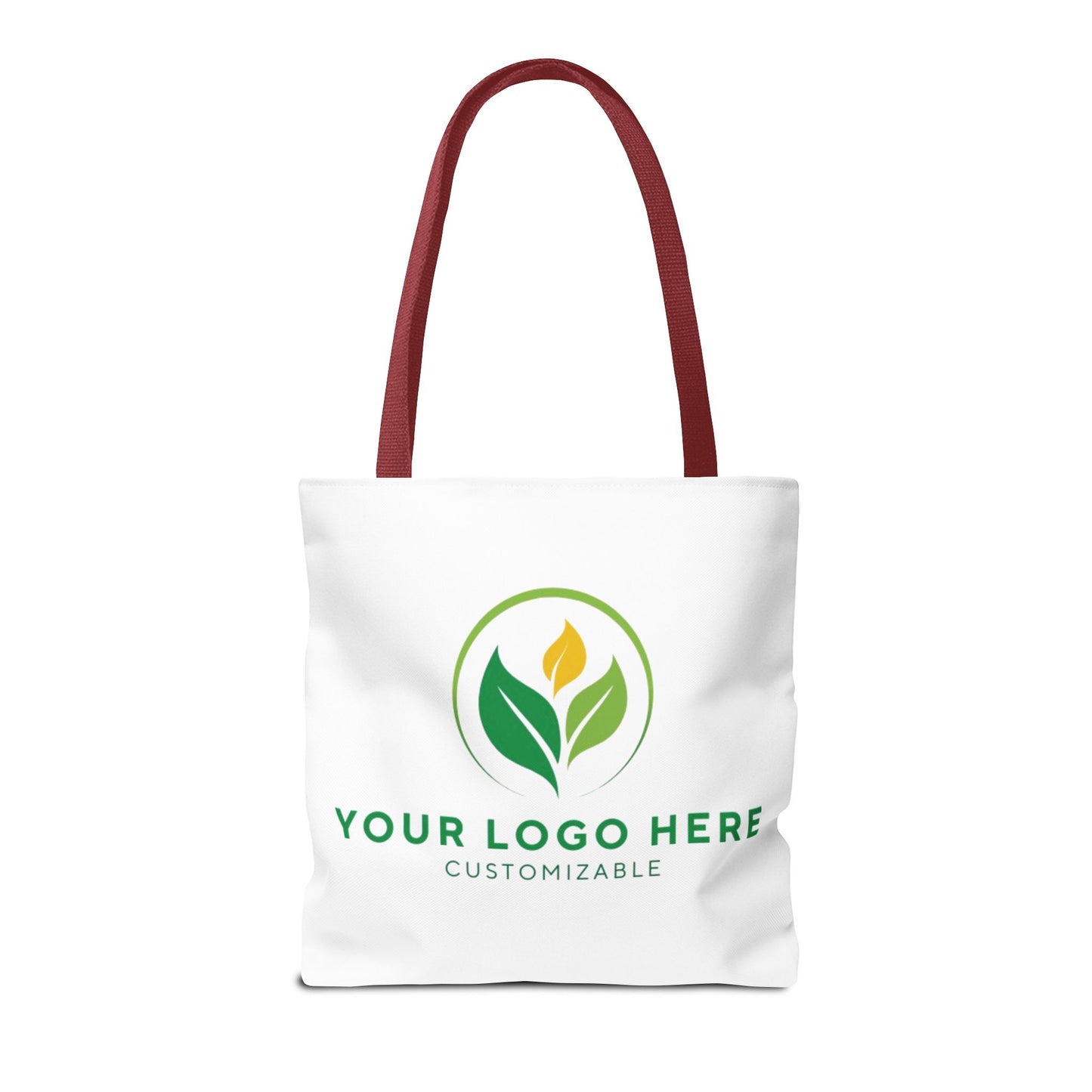 White tote bag with customizable logo on a white background