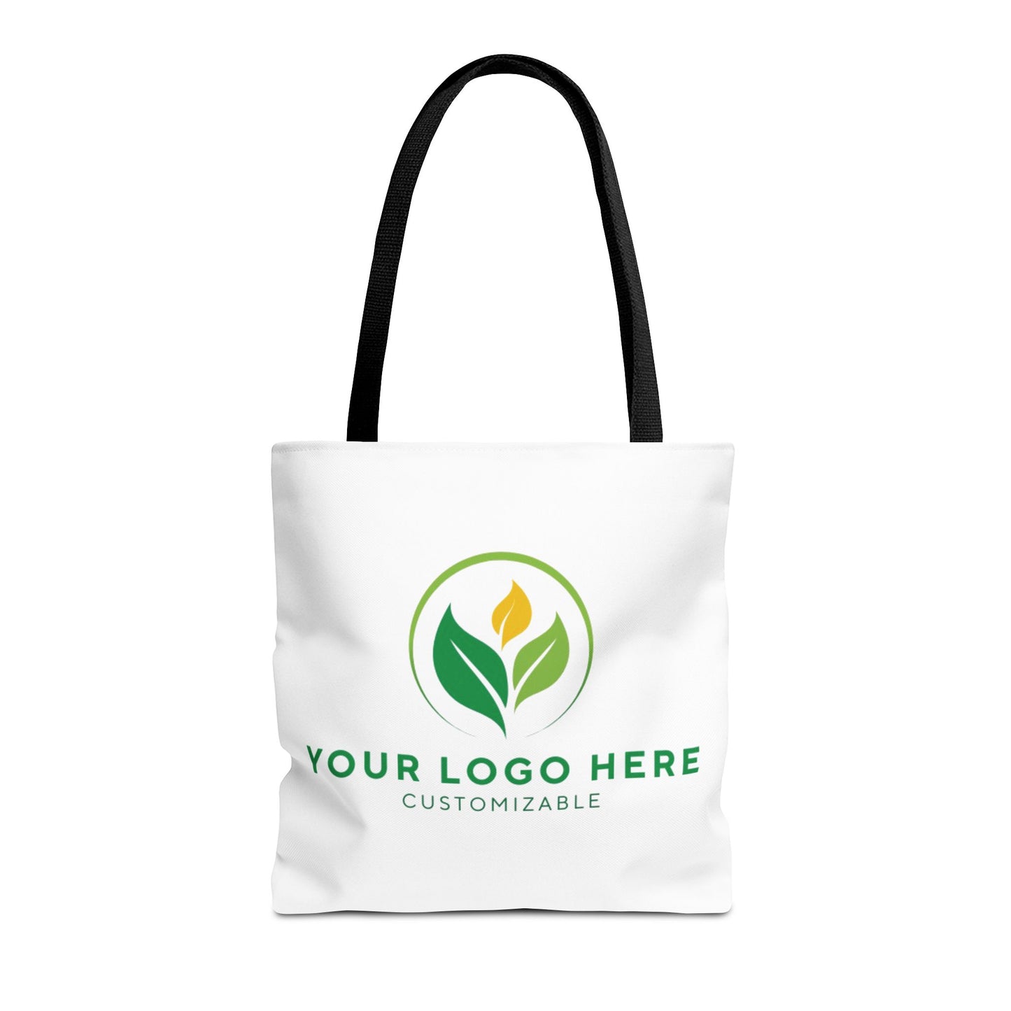White tote bag with customizable logo on a white background