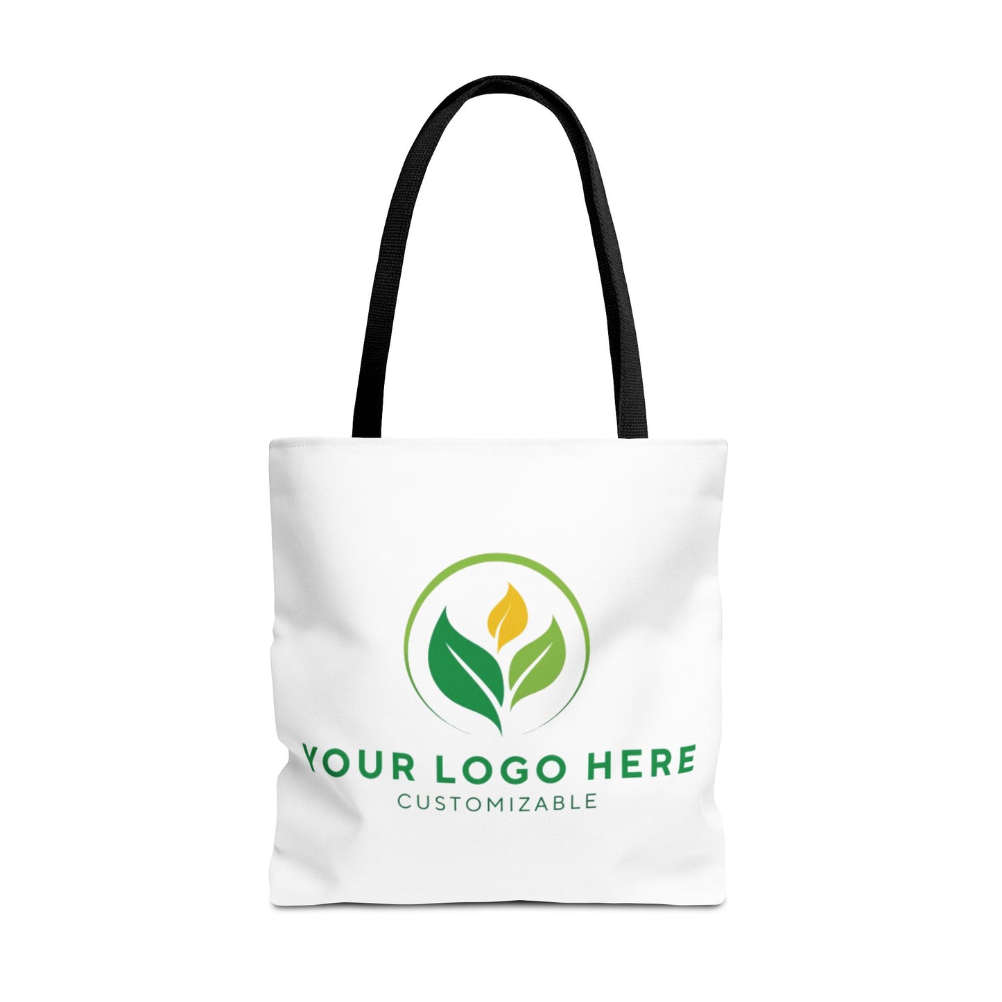 White tote bag with customizable logo on a white background