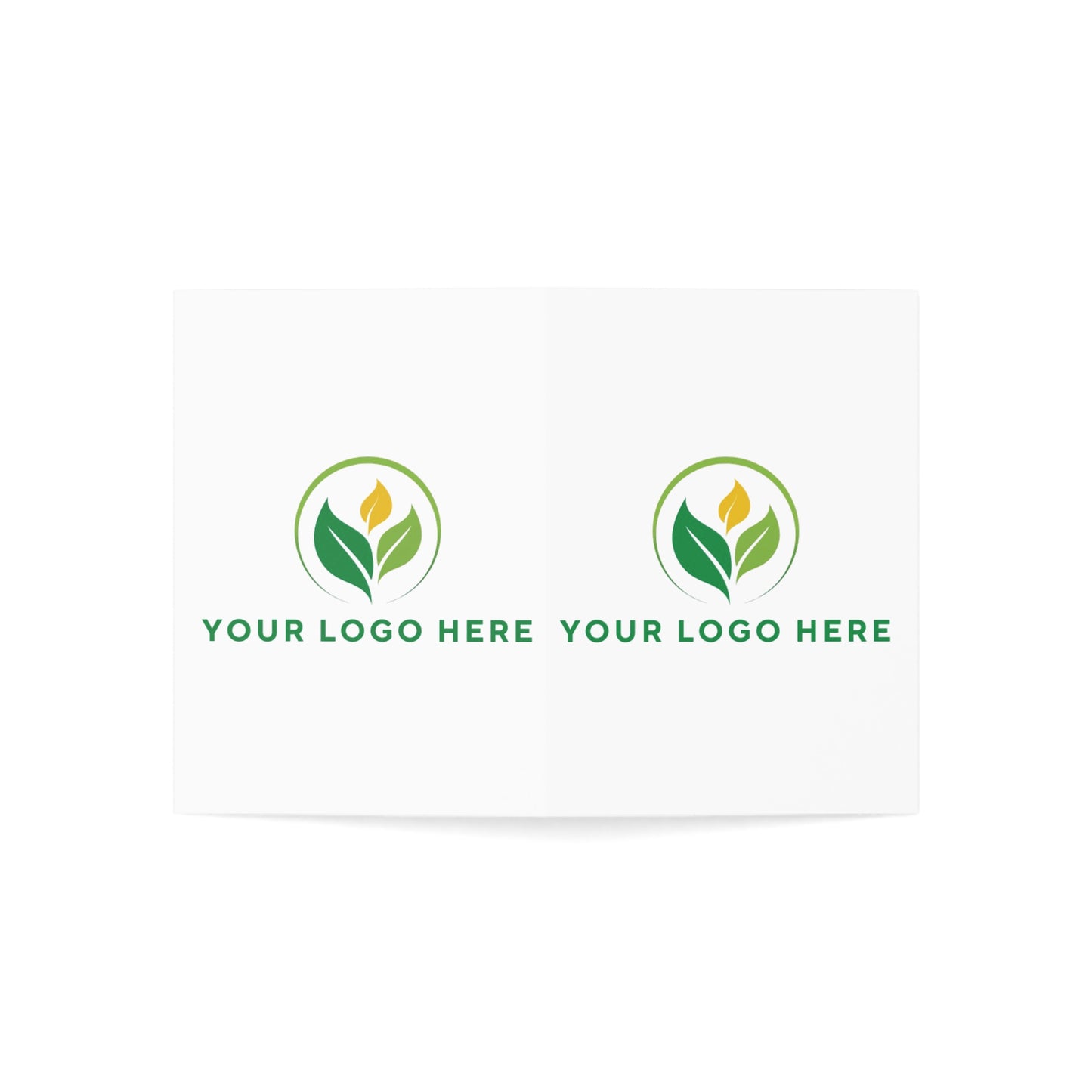 Two instances of a green leaf logo on a white background