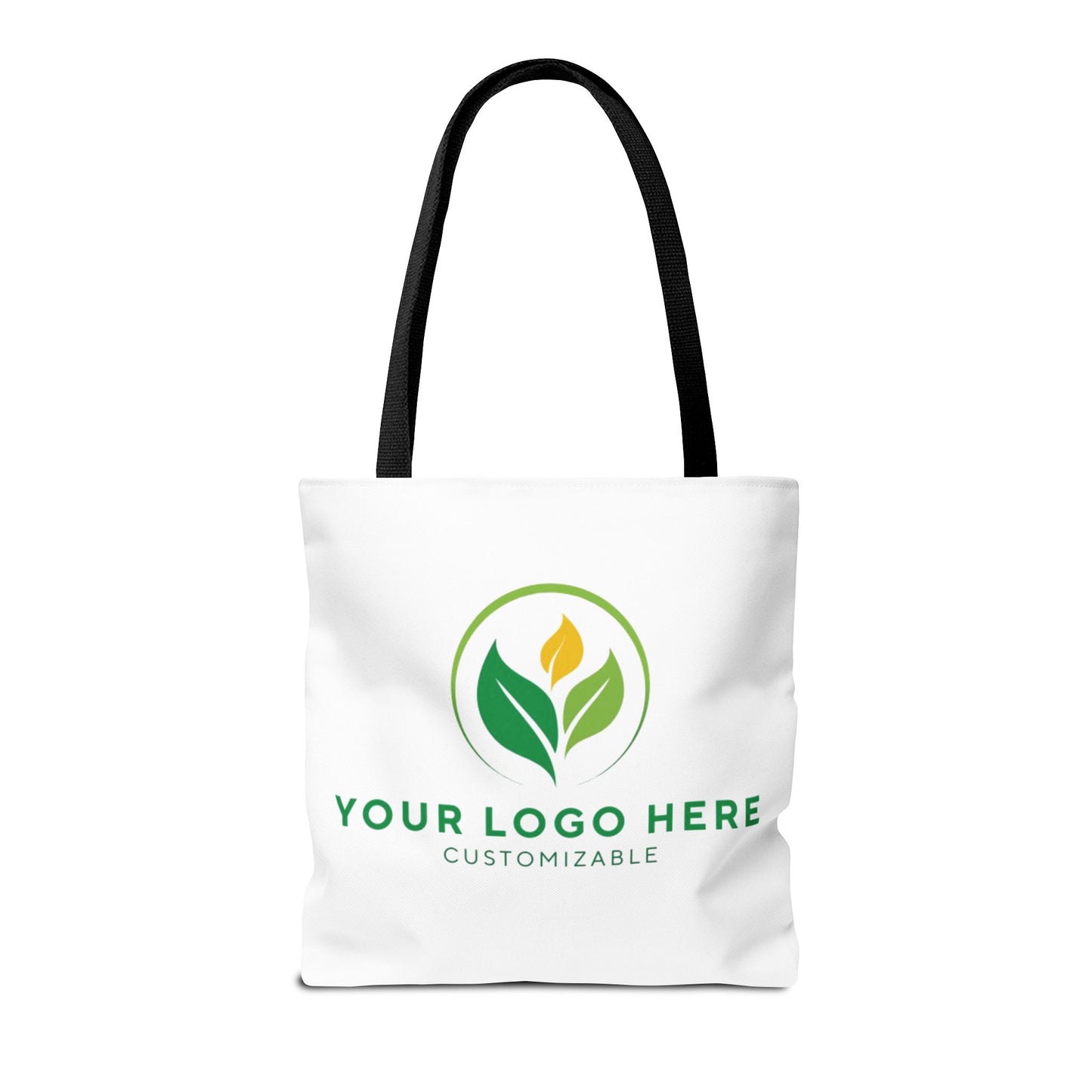 White tote bag with customizable logo area on a white background