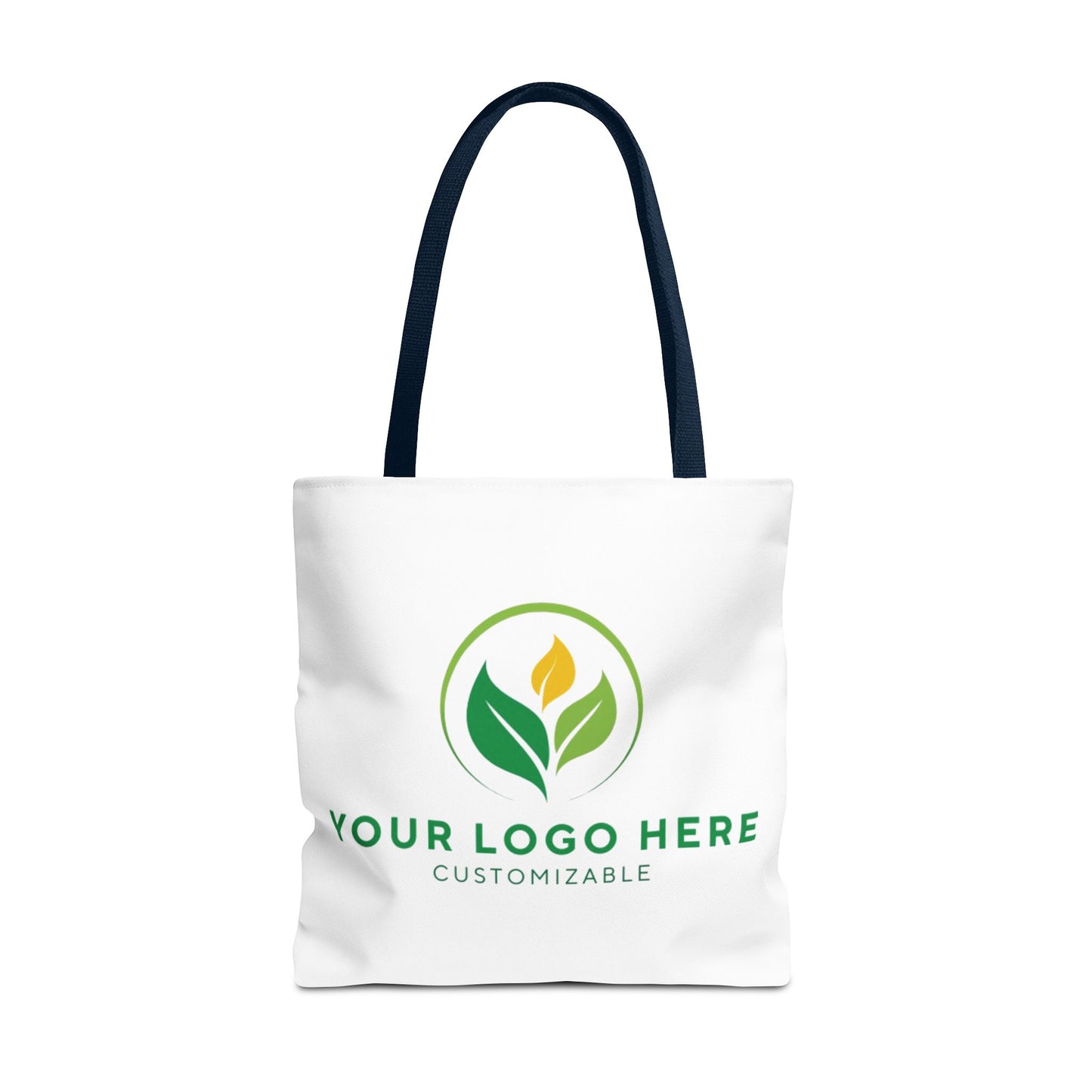 White tote bag with customizable logo on a white background