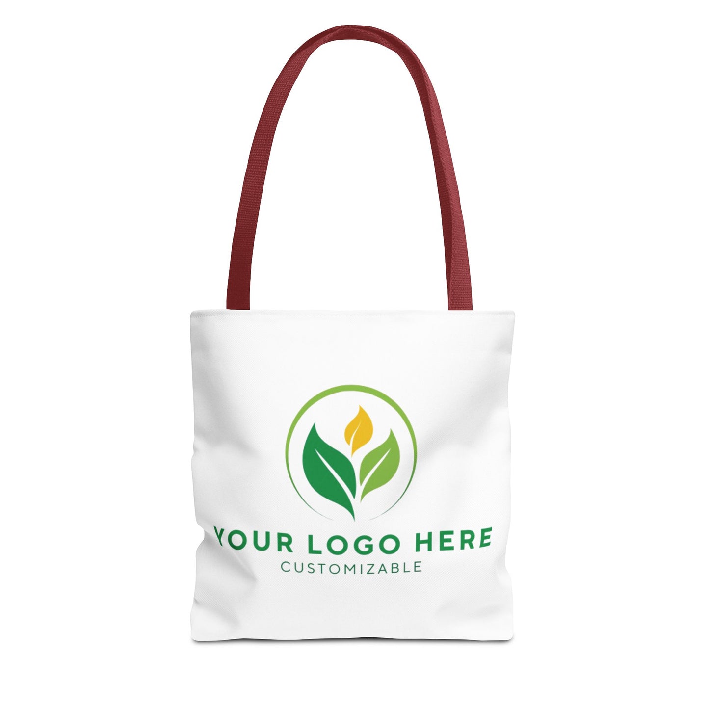 White tote bag with customizable logo on a white background