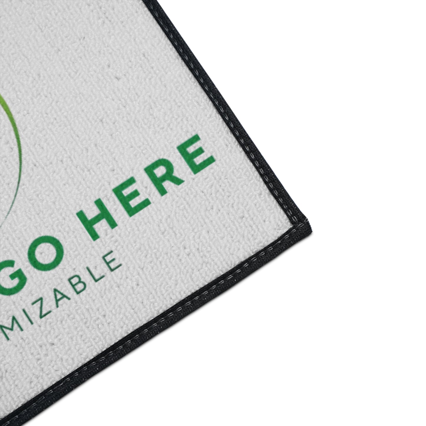 Personalizable mat with customizable text area on a white background