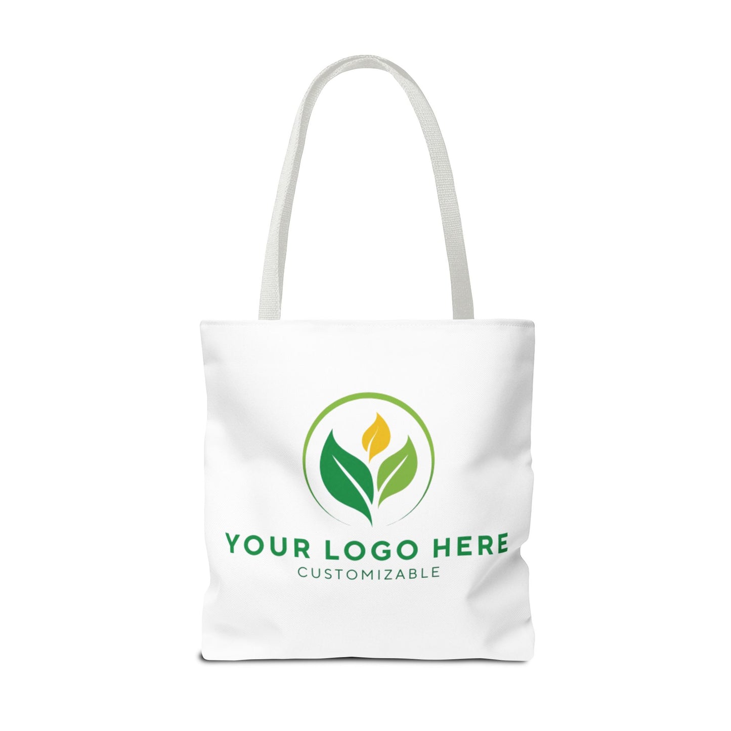 White tote bag with customizable logo area on a white background