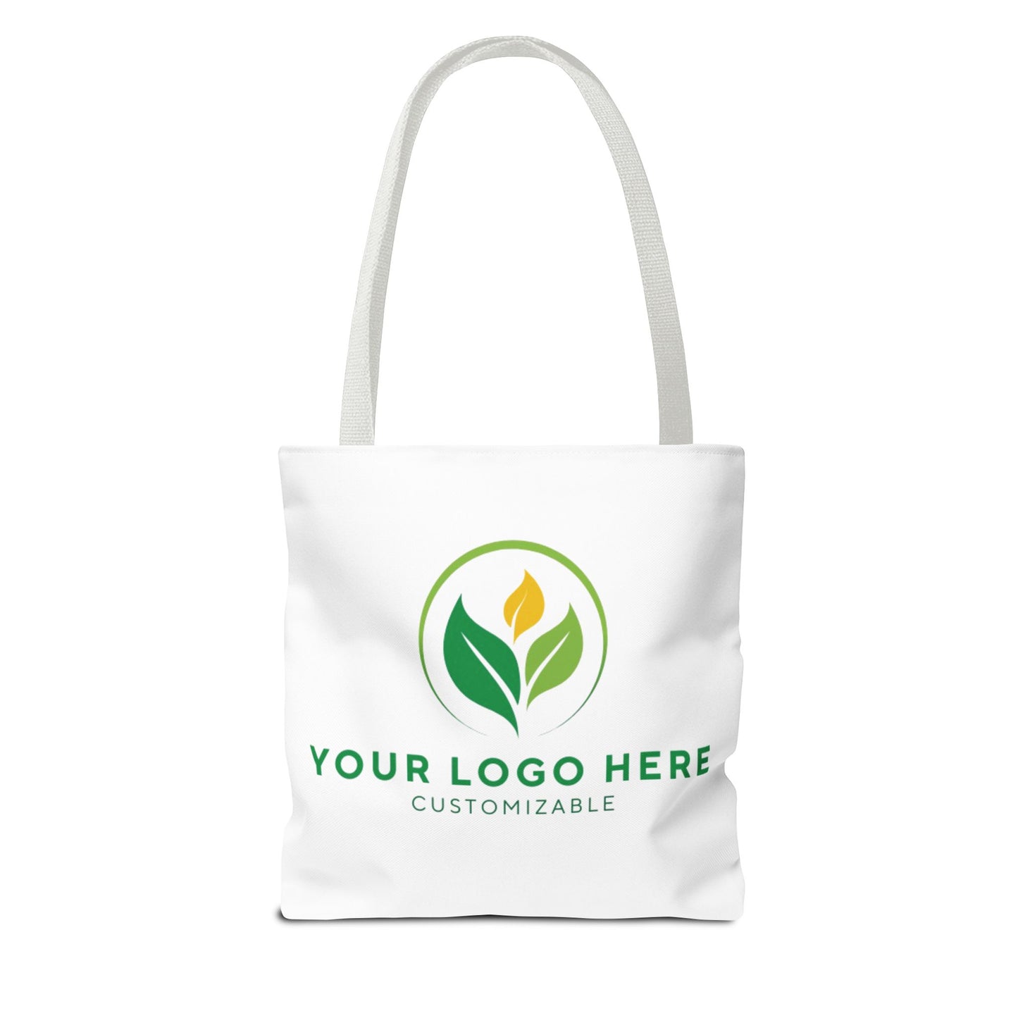 White tote bag with customizable logo placeholder on a white background