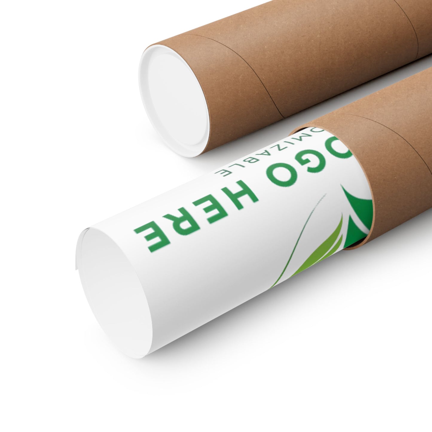 Two cardboard tubes with a label on a white background