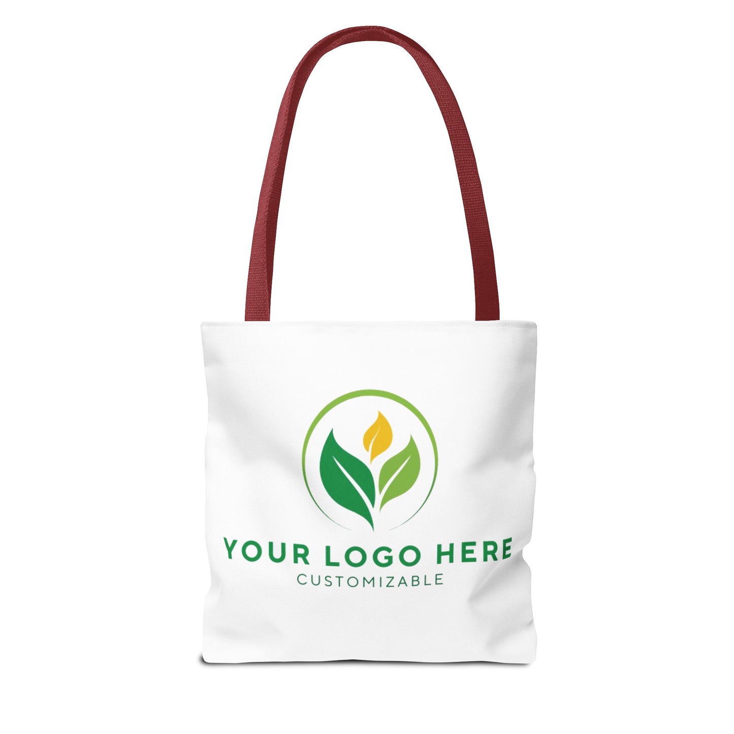 White tote bag with customizable logo on a white background