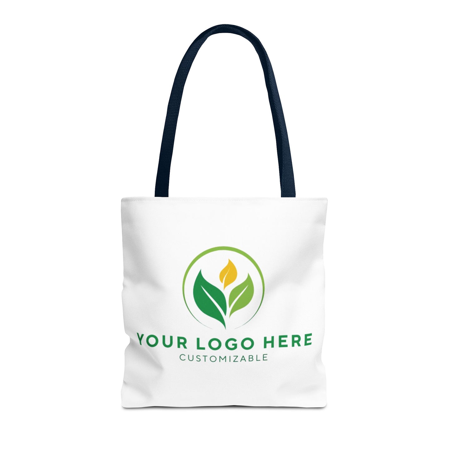 White tote bag with customizable logo on a white background