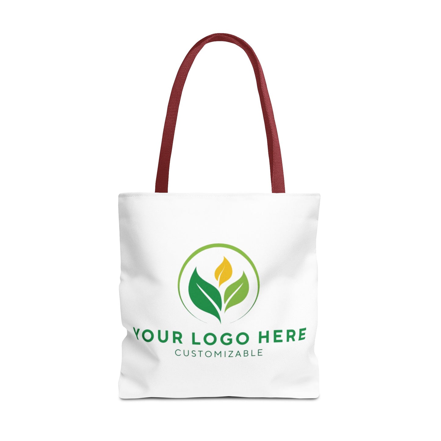 White tote bag with customizable logo area on a white background