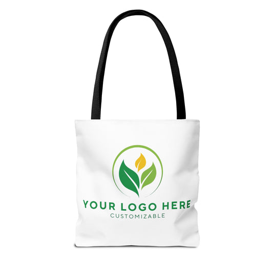 White tote bag with customizable logo area on a white background