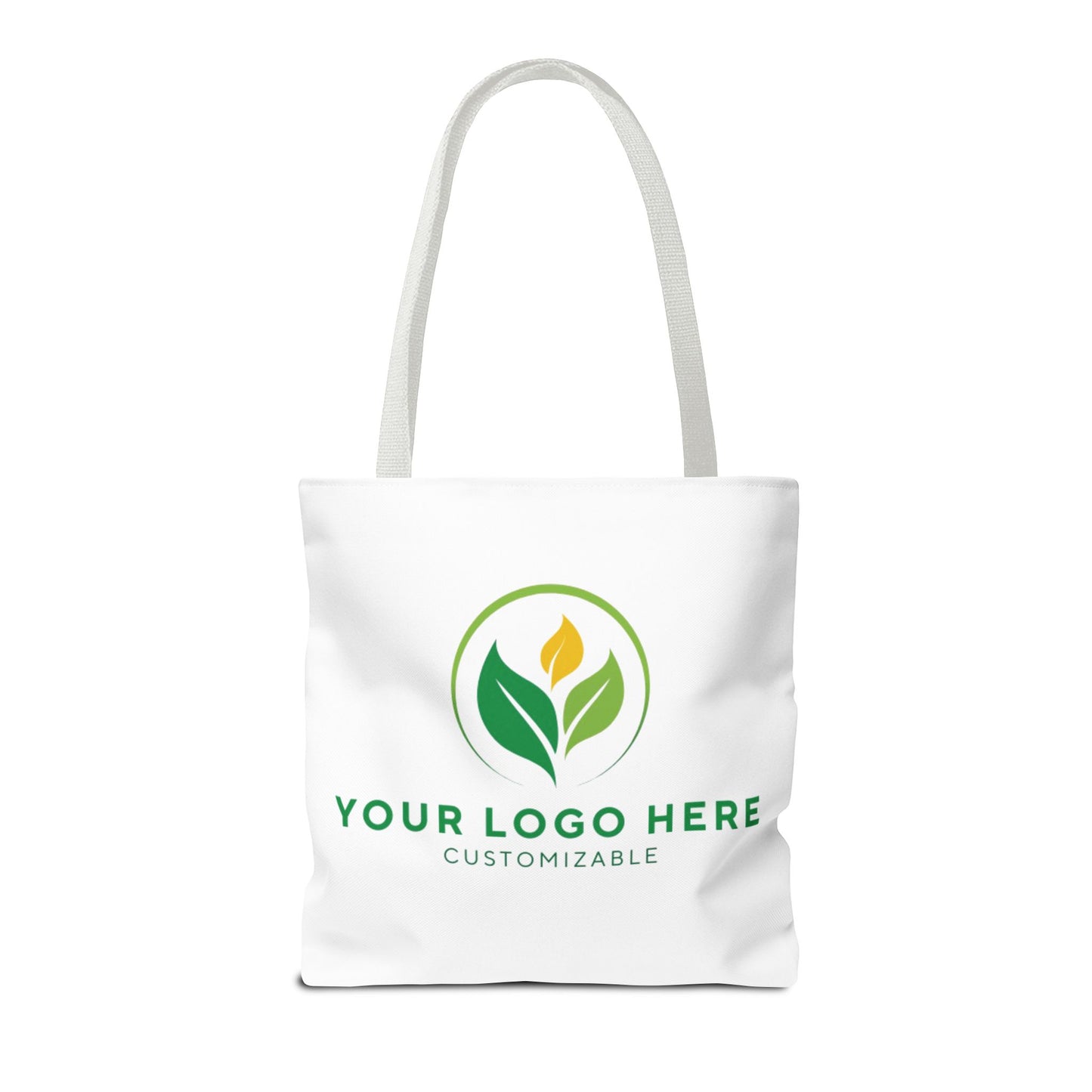 White tote bag with customizable logo area on a white background