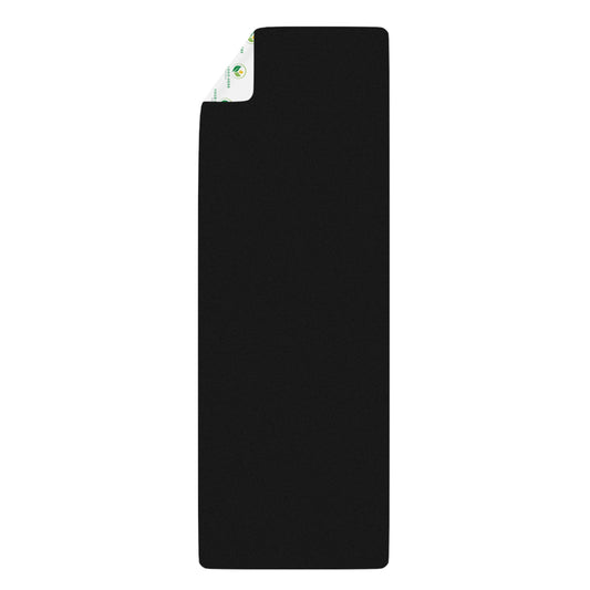 Black phone case with a small white card on a white background