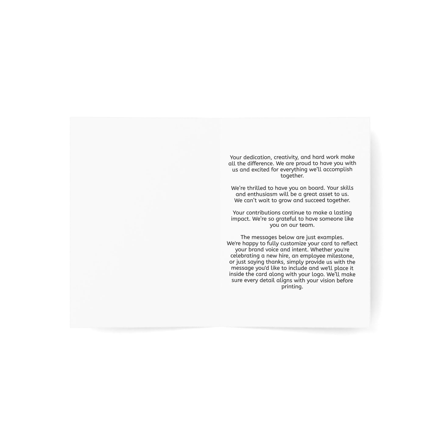 White card with black text on a white background
