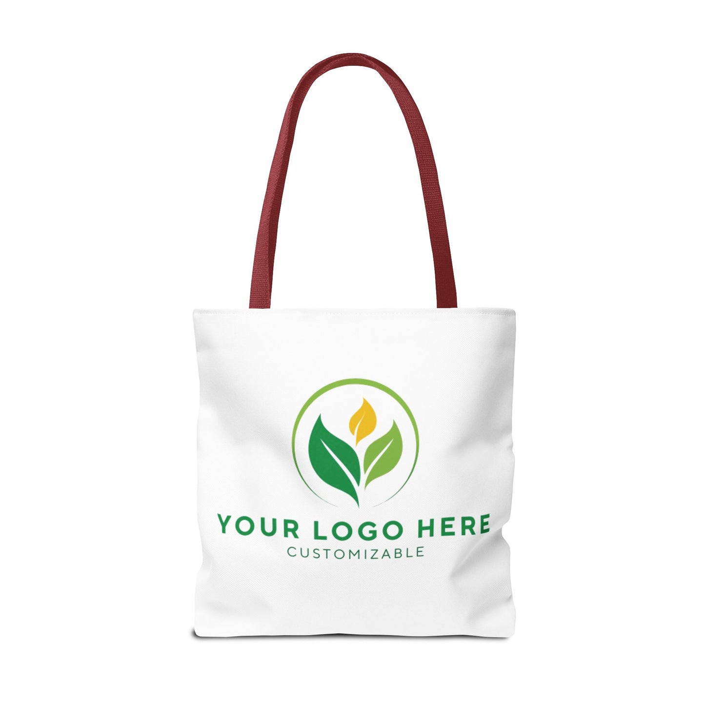 White tote bag with customizable logo area on a white background