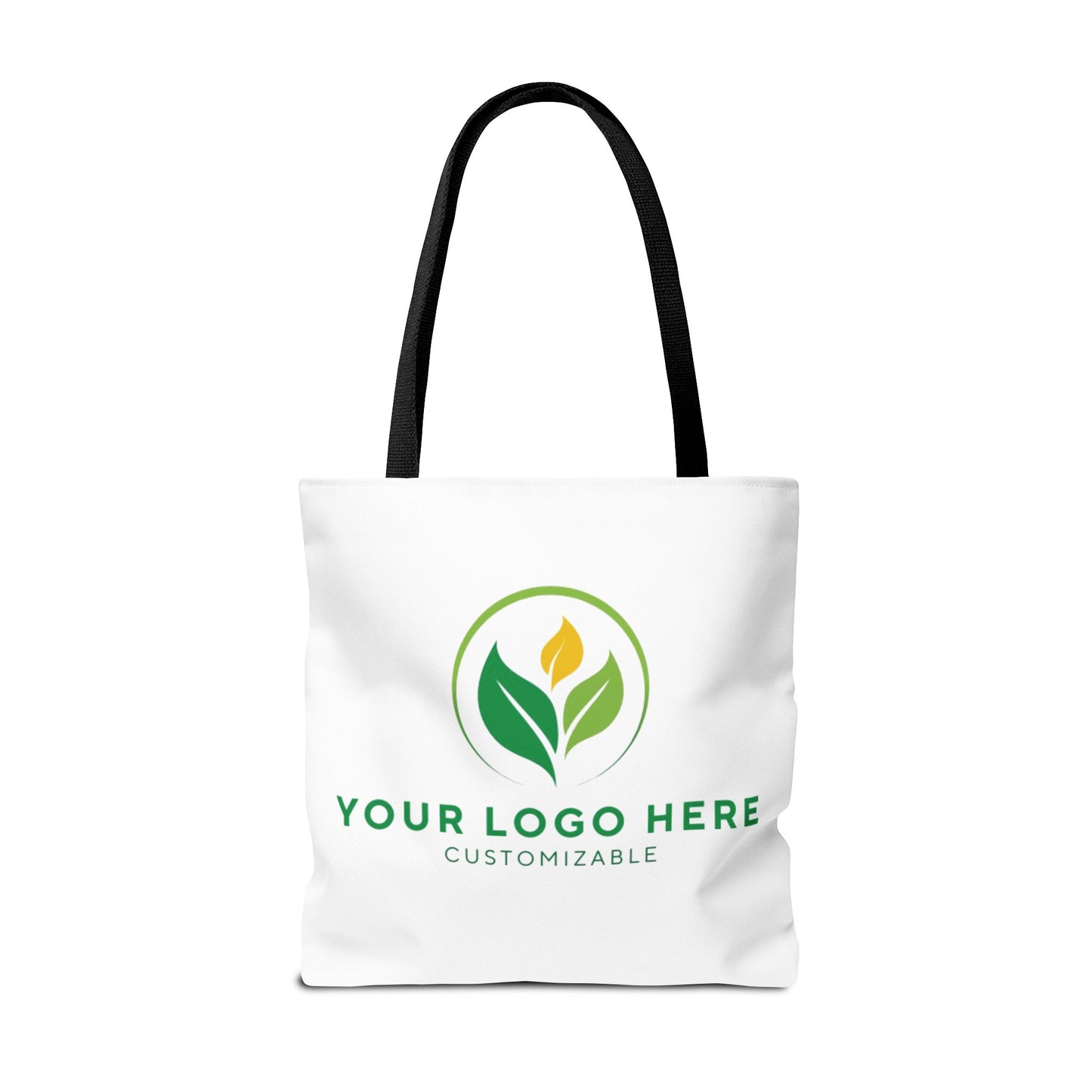 White tote bag with customizable logo area on a white background