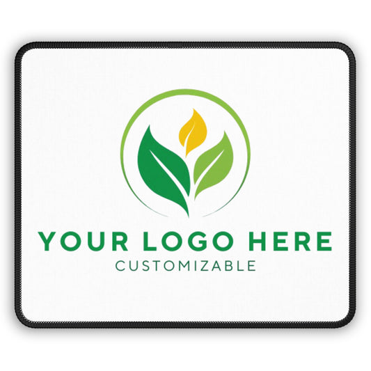 Customizable logo template with green leaves and a yellow flame on a white background
