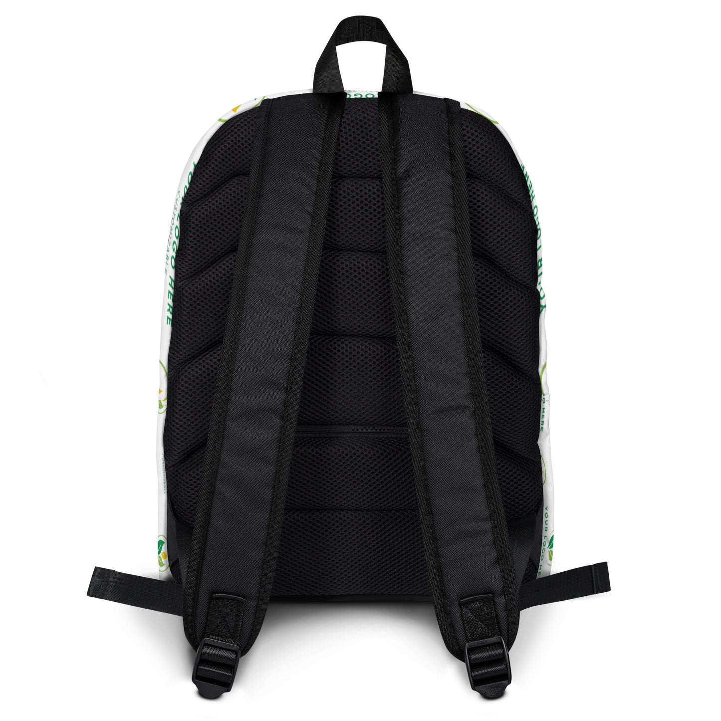 Backpack with logo pattern on a white background