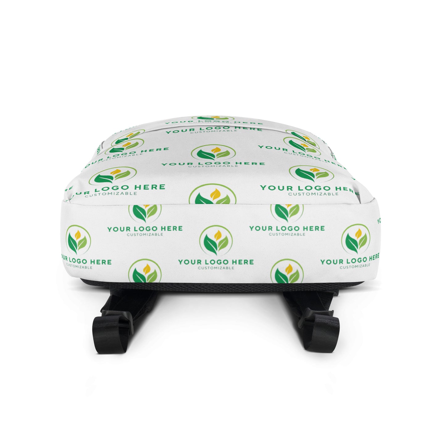Small ottoman with a branded pattern on a white background