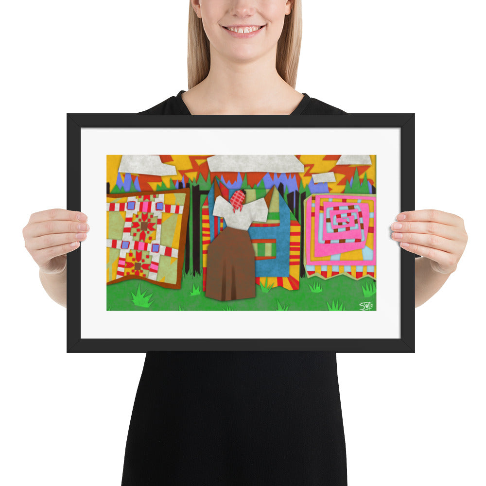"Quilt Woman" Matte Paper Framed Poster With Mat