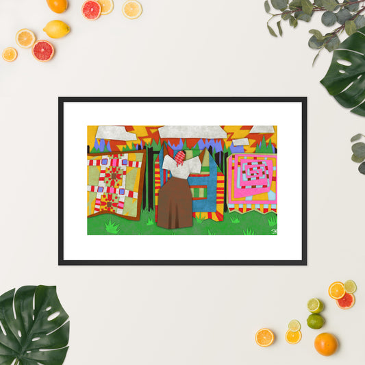 "Quilt Woman" Matte Paper Framed Poster With Mat
