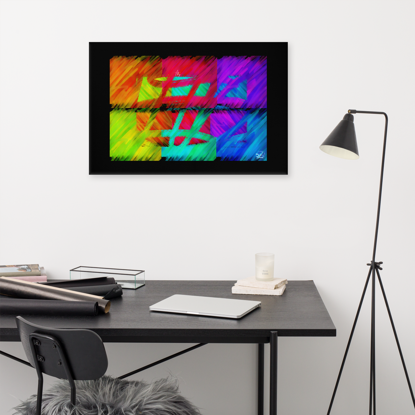 colorful canvas print titled 'Trapped' featuring a dramatic and emotional depiction of mental confinement in abstract form