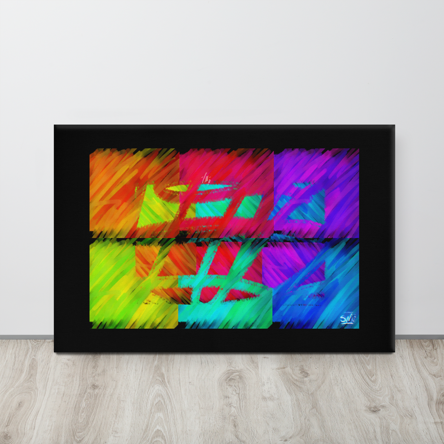colorful canvas print titled 'Trapped' featuring a dramatic and emotional depiction of mental confinement in abstract form
