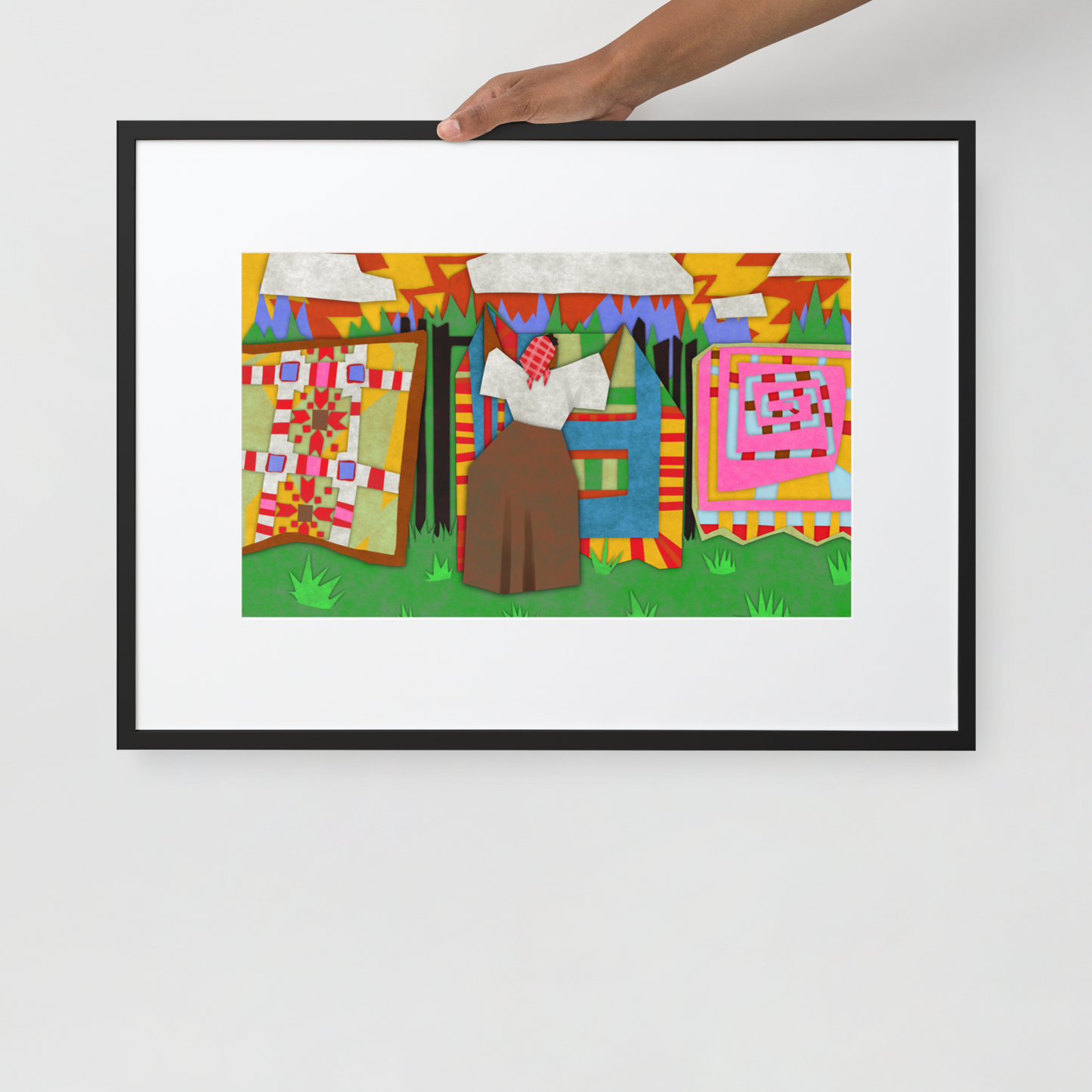 "Quilt Woman" Matte Paper Framed Poster With Mat