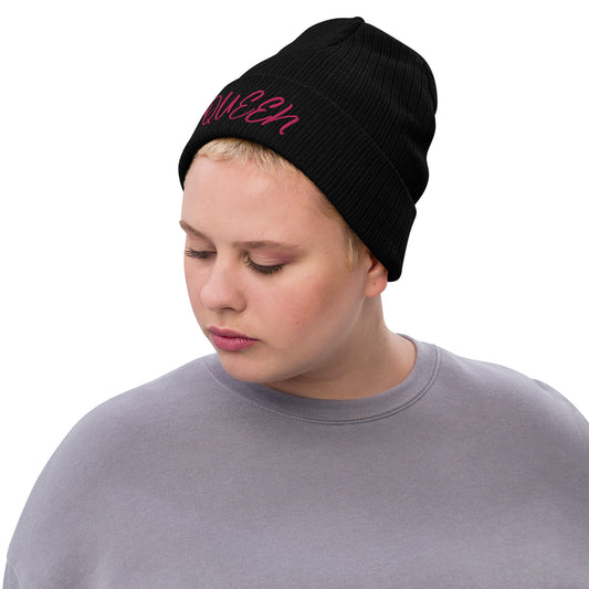 "Queen" Ribbed Knit Beanie