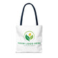 White tote bag with customizable logo area on a white background