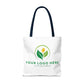 White tote bag with customizable logo area on a white background