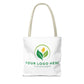 White tote bag with customizable logo on a white background