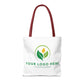 White tote bag with customizable logo on a white background