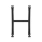 Two black straps with metal buckles on a white background
