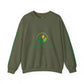Green sweatshirt with a logo on a white background