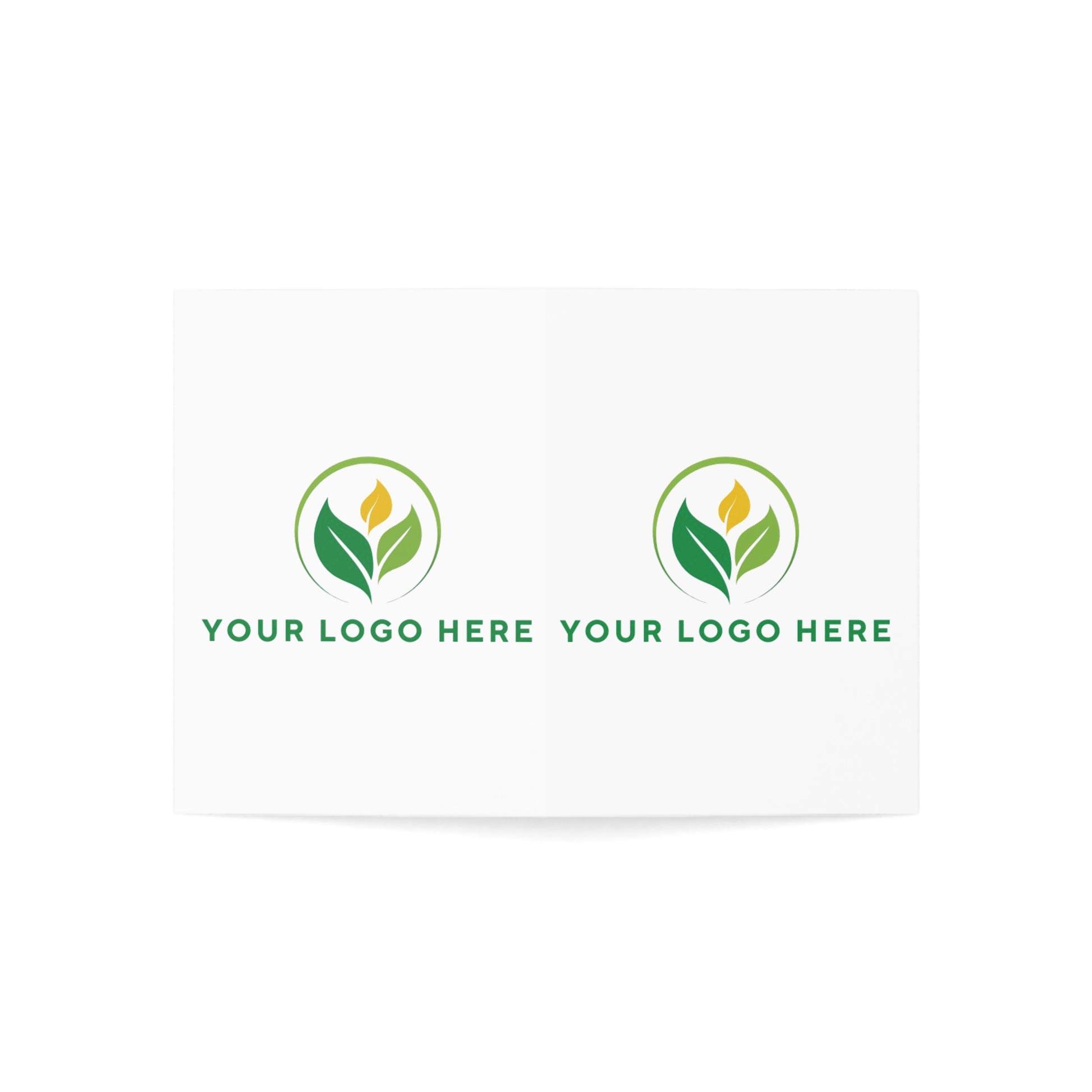 Two instances of a green leaf logo on a white background