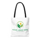 White tote bag with customizable logo area on a white background