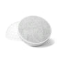 White ceramic bowl with speckled pattern on a white background