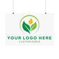 Placeholder logo with green leaves and customizable text on a white background