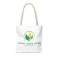 White tote bag with customizable logo area on a white background