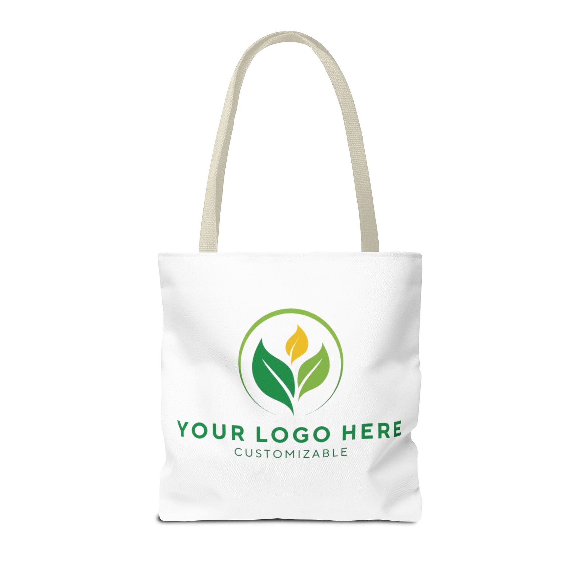 White tote bag with customizable logo area on a white background