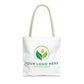 White tote bag with customizable logo on a white background
