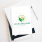Notebook with customizable logo on a white background