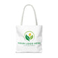 White tote bag with customizable logo area on a white background