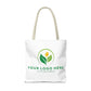 White tote bag with customizable logo on a white background