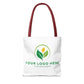 White tote bag with customizable logo on a white background